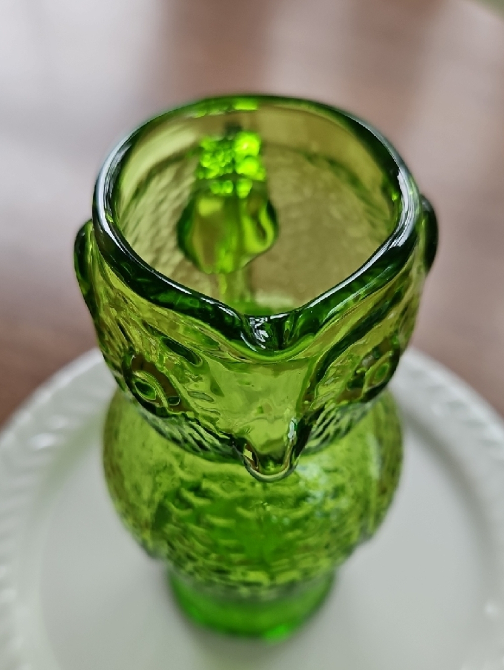 Kanawha Green Glass Owl Pitcher - Picture 6 of 8